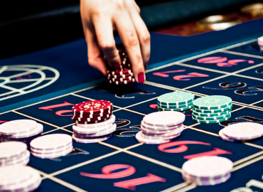 casino chips on a casino table